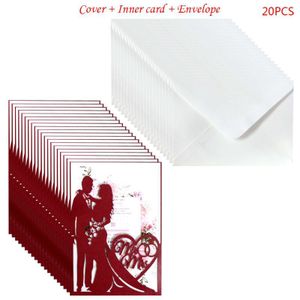 20 Stks/set Cut Mr & Mrs Wedding Uitnodigingen Kaart Nodigen Enveloppen Kit Bridal Shower Engagement Feestartikelen N1HA