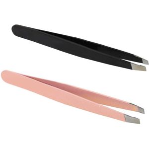 2 Stuks Zwart Roze Wenkbrauw Pincet Gezicht Haar Remover Wenkbrauw Trimmer Wimpers Extension Clip Make-Up Beauty Tools Voor Vrouwen