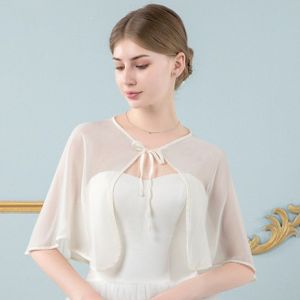Vrouwen Black Bridal Wrap Sjaals Zomer Chiffon Cape Bolero Voor Wedding Avondjurken Elegante Bruid Jas Bruiloft Accessoires