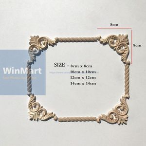 1 st 10*10 Voor Meubelen Muur Kastdeur Decor Ambachten Hout Gesneden Decal Hoek Onlay Applique Vintage ongeverfd Frame