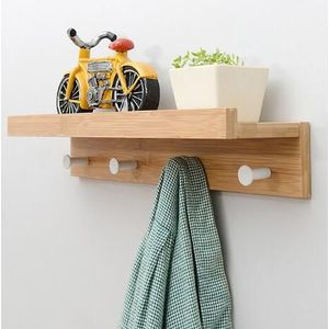 Wandplank Hout Muur Kledingrek Organizer Kapstok Rek Handdoek Hanger Holder Hout Kapstok Hanger Sleutel Houder Plank