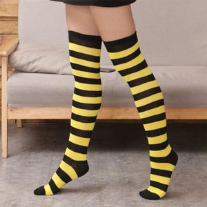 Over De Knie Zwart Wit Blauw Rood Lange Streep Japanse Cartoon Strakke Hoge Sokken Vrouwen Meisje Cosplay Lolita Student Kawaii Sockings