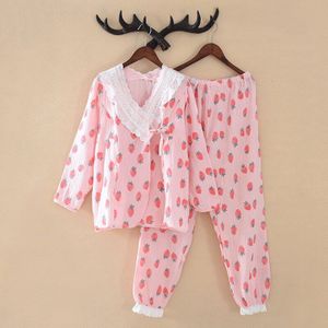 Fdfklak Moederschap Lente Kleding Set Zwangere Vrouwen Roze/Wit Borstvoeding Pyjama Past Katoen Verpleging Slaap Twee Stukken