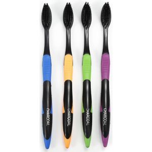 10/4 Pcs Tandenborstel Dubbele Ultra Zachte Tandenborstel Bamboe Houtskool Fiber Borstel Tandenborstel Mondhygiëneprotocol Tanden Borstel