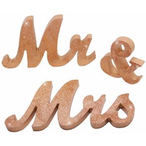 Diy Mr & Mrs Wedding Props Gouden Kleur Pvc Engels Letters Ornamenten Bruiloft Levert Creatieve Photobooth Mariage Props Decor