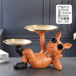 Hars Inrichting Hond Standbeeld Butler Met Lade Voor Opslag Plaat Tafel Live Kamer Inrichting Hond Ornamenten Decoratieve Sculptuur Craft