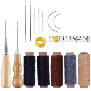 18Pcs Leather Craft Punch Tools Kit with Stitching Carving Working Sewing Saddle Groover - Perfect for Punching Cutting Leather DIY Tool Making