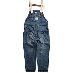 Hip Hop Denim Overalls Mannen Streetwear Cowboy Cargo Broek Mannelijke Werknemer Multi-Pocket Gewassen Joggers Heren Retro Bib broek