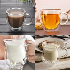 Clear 150ML 250ML Dubbele Transparante Muur Glas Cups Drinkware Mokken voor Koffie Thee Latte Cappucino Water Thee Melk