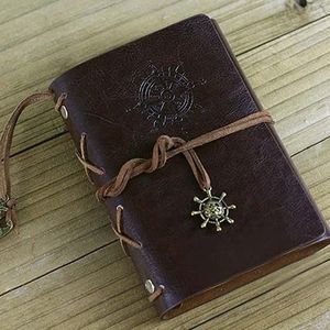 Retro Helm Faux Leather Journal Reizen Leeg Dagboek A5 losbladige Notebook