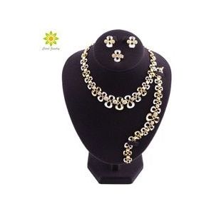 Nigeriaanse Kraal Dubai Bloem Sieraden Sets Voor Vrouwen Bruiloft Afrikaanse Kralen Sieraden Set Ketting Oorbellen Armband Ring Sieraden