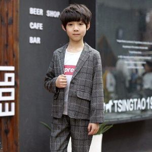 5-10 years old handsome boy suit boy baby autumn clothes big children children plaid suit two-piece children's clothing