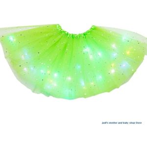 67JC Kids Meisjes Led Light Up Glitter Ster Pailletten Ballet Dans Tule Tutu Rok 3-12T