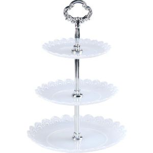 Drie-layer Fruitschaal Plastic Cake Stand Dessert Groente Opslag Afternoon Tea Bruiloft Platen Party Servies Populaire Stands