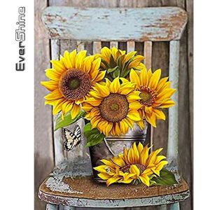 Evershine 5D Diamant Borduurwerk Zonnebloem Kruissteek Volledige Vierkante Diamanten Schilderij Bloem Stoel Mozaïek Art Kits Muur Decor