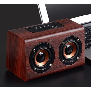 W7 Hout Speaker Bluetooth Speaker Retro HIFI 3D Dual Luidsprekers Draadloze Subwoofer Hand-gratis Call TF Card voor telefoons