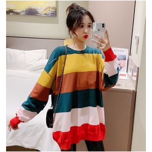 Moederschap dragen herfst kleur strip trui Koreaanse mode zwangerschap knit top