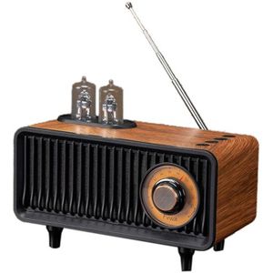 Wooden Retro Radio Wireless Bluetooth Speaker Subwoofer Music Player With LED Light Support Handsfree TF Card U Disk