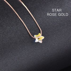 Sinleery Shine Star Cube Bal Teardrop Crystal Ketting Rose Goud Zilver Kleur Choker Ketting Vrouwen Accessoires Sieraden XL042 Ssa