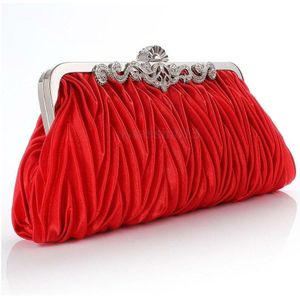 Vrouwen Lady Satin Crystal Bridal Handtas Clutch Party Wedding Purse Avondtasje