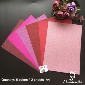 12pc 6 kleuren x 2 vel cardstock papier karton Kleur Shades Glitter A4 250gsm Papier DIY scrapbooking pack craft card