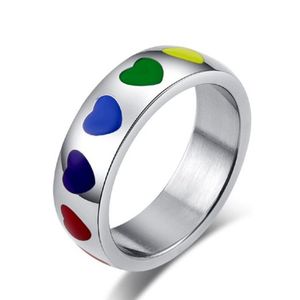 Regenboog Hart Vinger Ringen Voor Vrouwen Wedding Engagement Ring Sieraden Anel 6Mm Lgbt Pride Ring
