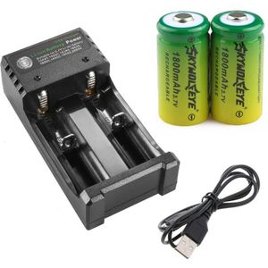 Usb smart batterij lader snel opladen oplaadbare li-on batterij automatische stop + 2x1800 mah 16340 CR123A RCR 123 ICR batterij