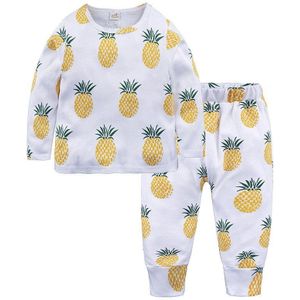 Baby Kids Kinderen Pyjama Tweedelige Jongens Meisjes Mode Vruchten Print Lange Mouwen Katoen Nachtkleding Set Thuis service Pak