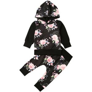 Voor Baby Baby Meisje Kleding Lange Mouwen Bloemen Hooded Sweatshirt Tops + Broek 2 stuks Set Herfst Outfit Kleding Sets