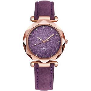 Casual Vrouwen Romantische Sterrenhemel Polshorloge Lederen Strass Dames Klok Eenvoudige Jurk Gfit Montre Femme @ 50