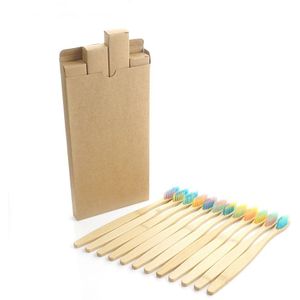 10 Stuks Tandenborstel Milieu Bamboe Houtskool Tandenborstels Medium Zachte Haren Houten Handvat Vegan Producten Borstel Met Case