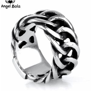 Verkoop Vinger Art Retro Punk Biker Sieraden Wide Chain Ring Buddha Ring Rock Tot Zilver Kleur Buddha Ring