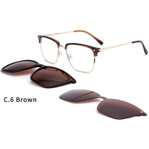 Ceofy Mannen Clip Op Optische Glasse Frame Gepolariseerde Zonnebril Magnetisme Vintage Vierkante Classic Eyewear Brillen