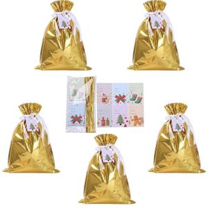 5 Pcs Grote Kerst Bag Opknoping Koord Xmas Party Candy Tassen Pouch 95AA