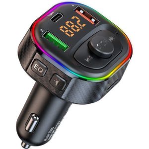 Auto Fm-zender Bluetooth 5.0 MP3 Audio Speler QC3.0 + Pd Snelle Opladen Draadloze Handsfree Car Kit Met Led Backlit