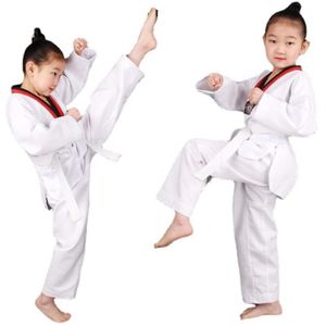 Taekwondo Uniforms WTF Karate Judo Taekwondo Dobok White Training Clothes Children Unisex Short Long Sleeve TKD Clothing
