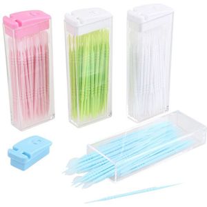 50Pcs Interdentale Borstel Dental Floss Dubbele Hoofd Draagbare Reizen Tanden Schoonmaken Tool Orale Gezondheidszorg Plastic Tandenstokers