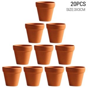 10/12/20Pcs Rood Aardewerk Bloempot Terracotta Plant Pot Met Gat Aardewerk Klei Plantenbakken Voor Cactussen en Succulenten (3X3Cm)