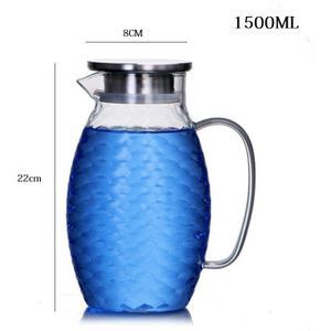 1.5L/2L Vis Schaal Vorm Glas Water Kruik Set Cha Thee Pot Pitcher Champagne Cocktail Kruik En Cup Limonade vruchtensap Drinkware