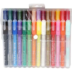 12/28 Kleuren Fijne Tip Wasbaar Acryl Verf Markers Voor Keramische Glas Hout Canvas Scrapbooking Kids Ambachten