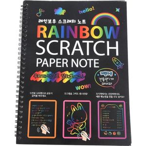 19X26Cm Grote Ic Kleur Regenboog Kladpapier Note Boek Zwart Diy Tekening Speelgoed Schrapen Schilderij Kid Doodle