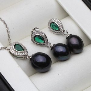 Echt 925 Sterling Zilveren Ketting Natuurlijke Parel Sieraden Sets Voor Vrouwen Bohemian Stud Oorbellen Saffier Hanger