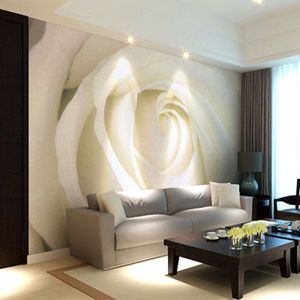 Beibehang Custom Foto Muurschildering Moderne Minimalistische 3D Wit Rose non-woven Voor Woonkamer Sofa Achtergrond 3D Muurschilderingen behang