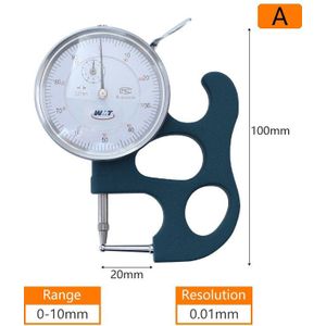 Dial Diktemeter 0-10 Mm/0.01 Mm Wit Stalen Sonde Dikte Meter Voor Zacht Materiaal Buis Muur dikte Meetinstrumenten