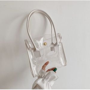 Vrouwen Transparante Jelly Bag Casual Wild Textuur Handtas Kleine Vierkante Tas Effen Kleur