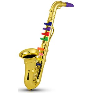 Saxofoon Kids Goud Sax Muzikale Speelgoed Wind Instrumenten Abs Metallic Gouden Saxofoon Met 8 Gekleurde Toetsen Voor Kids Kinderen