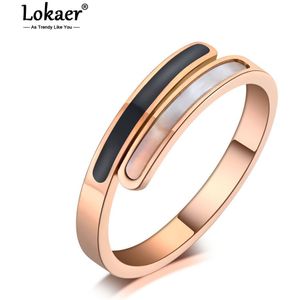 Lokaer Trendy Titanium Rvs Fine Sieraden Acryl & Shell Ringen Bridal Wedding Engagement Ring Voor Vrouwen R19123