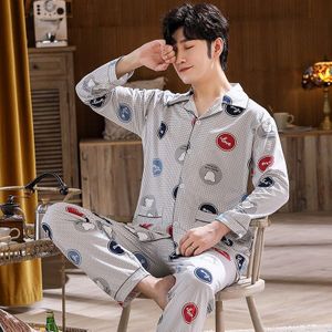 Plus Size L-3XL Volledige Katoenen Pyjama Mannen Pijamas Para Hombre Lange Mouwen Ongedwongen Nachtkleding Mannen Homewear Witte Pyjama Set voor Mannelijke