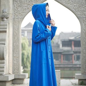 China Kleding Blouses Vrouwen Lange Shirt Meditatie Kleding Chinese Tuniek Ao Dai Rode Traditionele Chinese Kleding 10704