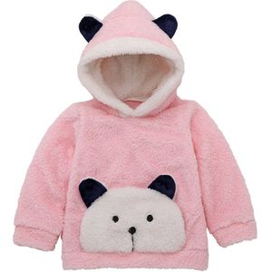 Baby Peuter Baby Jongens Meisjes Winter Hooded Sweater Fleece Truien Gewatteerde Top Roze Grijs Bruin Kaki Cute Bear Kids Kleding